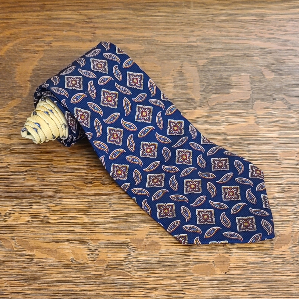 Tommy Hilfiger Paisley Blue and Gold Tie